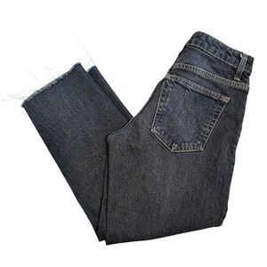TopShop | Dark Wash Raw Hem Jamey Straight Jeans 99% Cotton Size 26 Petite